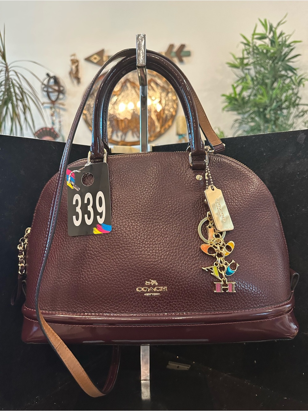 Coach#339 Sierra Leather Dome Satchel in Oxblood